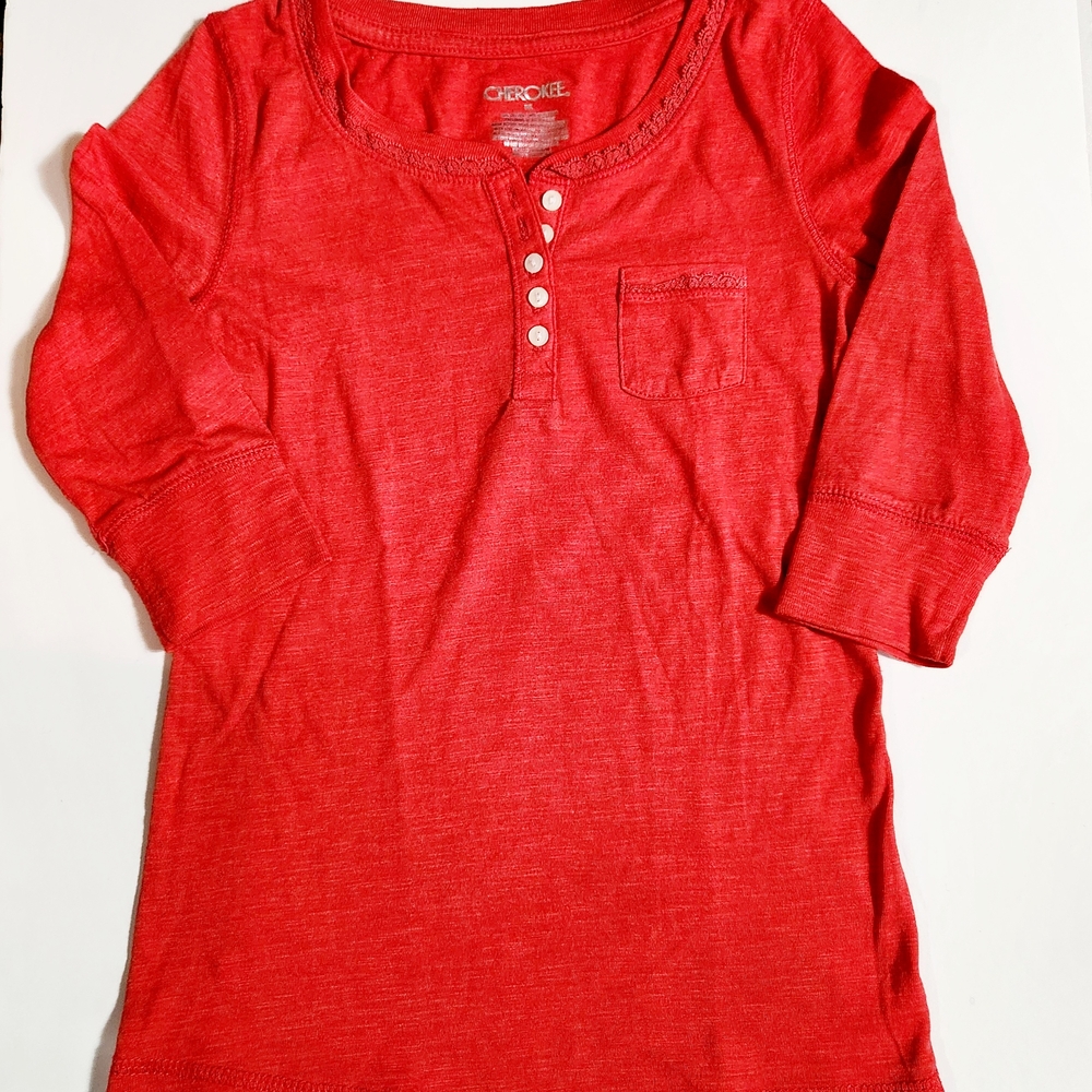 🩷Cherokee Girl's Red 1/4 Long Sleeve Blouse Size: M